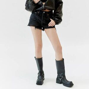 Levis Premium 501 Original Cutoff Black Denim Button Fly Shorts Size 33